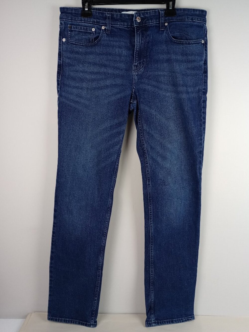 Calvin Klein Mens W34XL32 Dark Blue Stretch Denim 5 Pocket Design Slim Fit Jeans